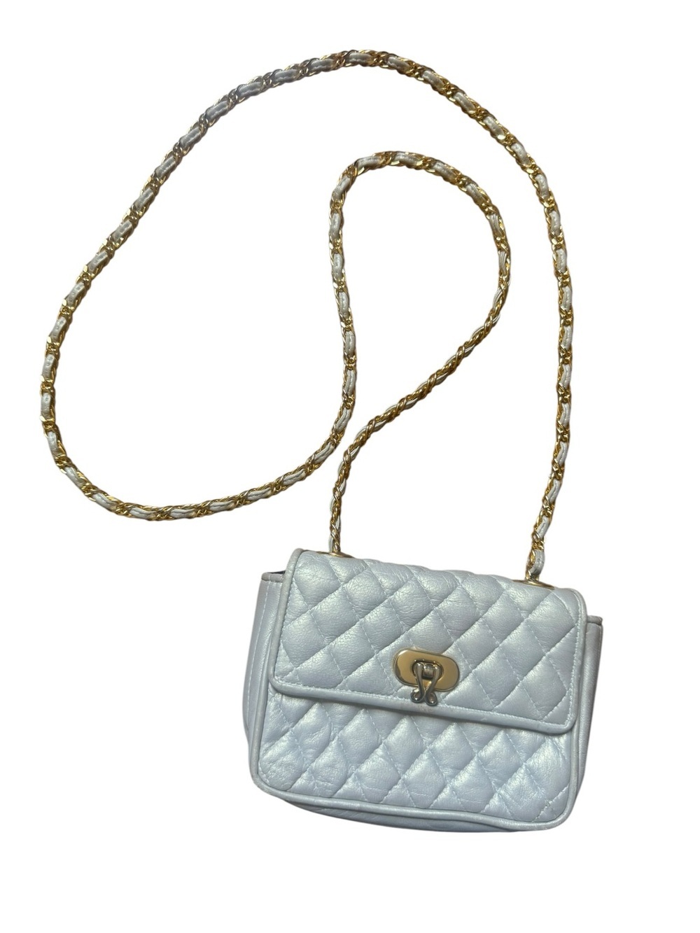 Vintage Quilted Metallic Chanel-Style Crossbody